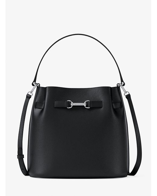 Michael Kors Outlet Black Mk Carson Medium Pebbled Leather Convertible Bucket Crossbody Bag