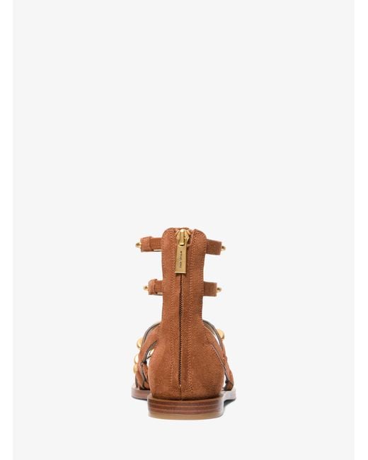 Michael Kors Brown Mk Noa Studded Suede Gladiator Sandal