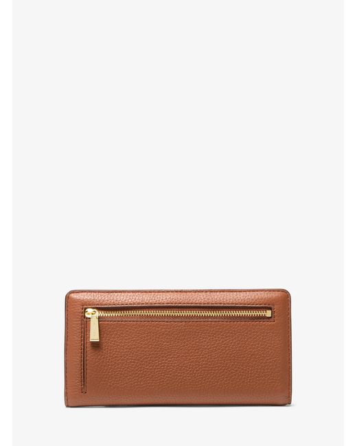 Michael Kors White Mk Bryant Large Pebbled Leather Snap-Front Wallet