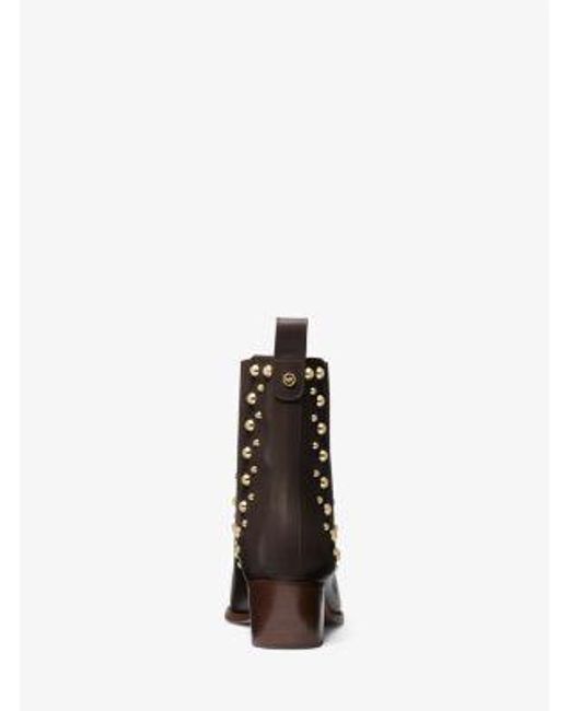 Michael Kors White Mk Kinlee Astor Studded Leather Ankle Boot