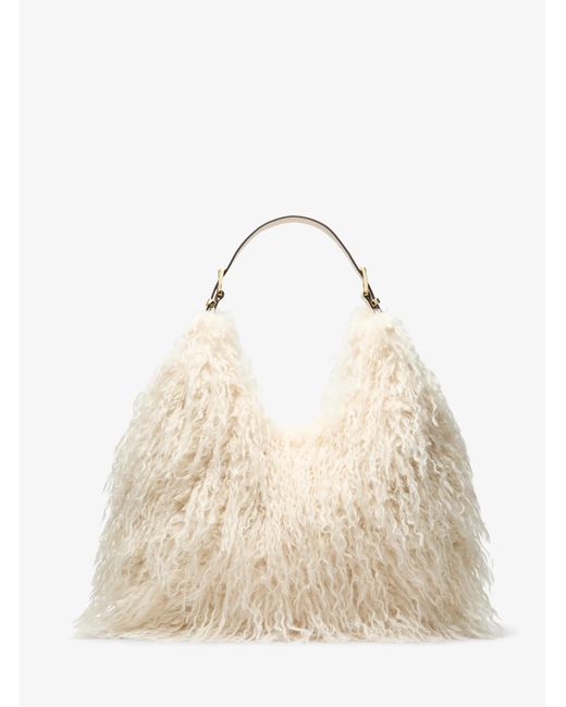 MICHAEL Michael Kors Natural Mk Nolita Large Faux Shearling Shoulder Bag