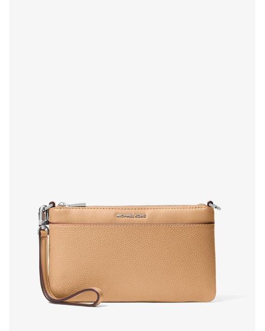 MICHAEL Michael Kors Natural Mk Jet Set Medium Pebbled Leather Convertible Wristlet