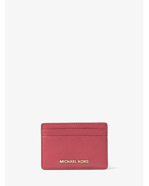 MICHAEL Michael Kors Pink Mk Pebbled Leather Card Case
