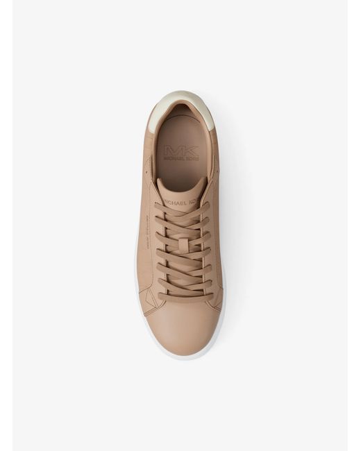 Michael Kors Natural Mk Keating Crocodile Embossed Suede And Leather Trainers for men