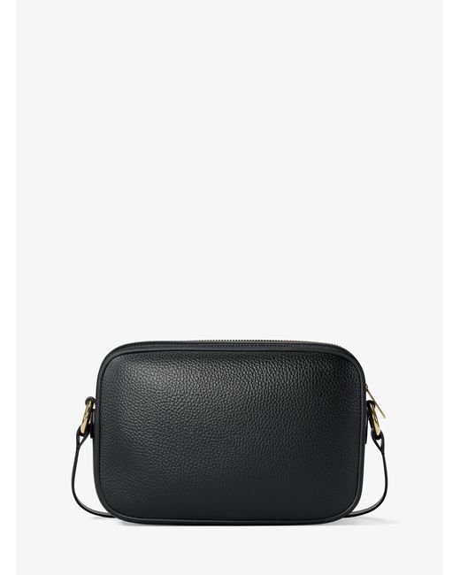 Michael Kors Outlet Black Mk Jet Set Pebbled Leather Camera Crossbody Bag