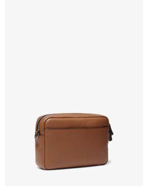 Michael Kors Brown Mk Hudson Pebbled Leather Crossbody Bag for men