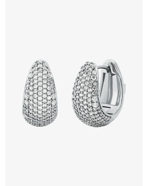 Michael Kors Metallic Precious Metal-Plated Brass Pavé Teardrop Huggie Earrings