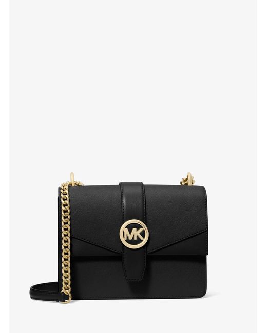 Michael Kors Outlet Black Mk Greenwich Small Saffiano Leather Crossbody Bag