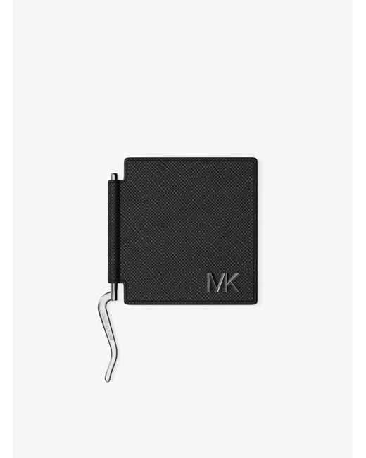 Michael Kors Black Mk Edison Scratch-Resistant Leather Card Case With Money Clip for men