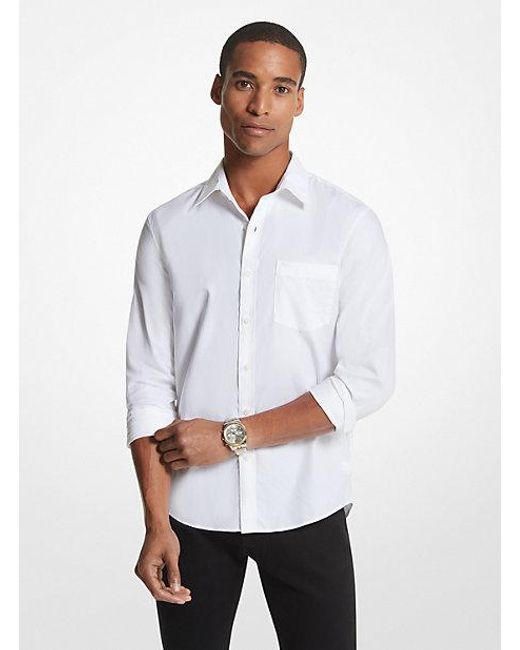 Michael Kors White Mk Slim-Fit Cotton Blend Shirt for men