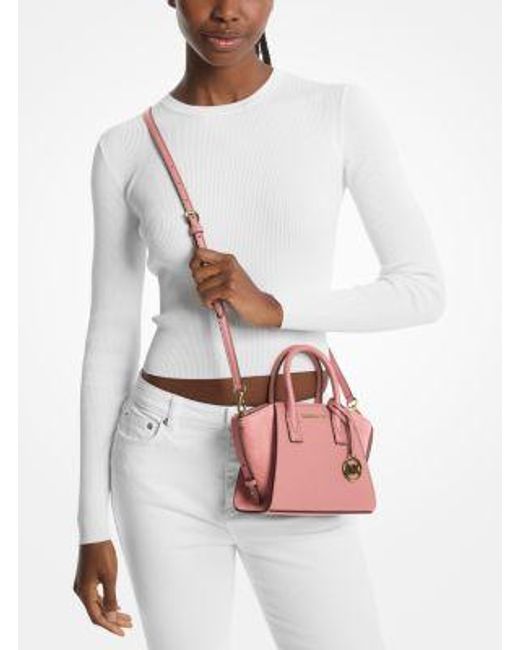Michael Kors Pink Avril Extra-Small Leather And Suede Satchel