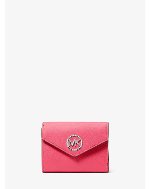 MICHAEL Michael Kors Pink Greenwich Medium Saffiano Leather Tri-fold Envelope Wallet