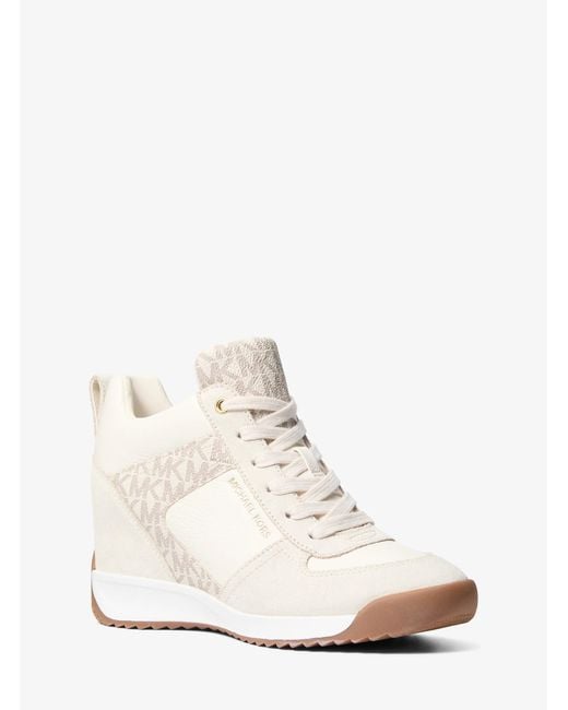 MICHAEL Michael Kors White Mk Nikko S2 Suede And Leather Wedge Trainer