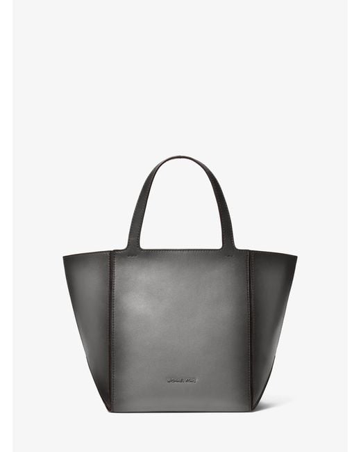 MICHAEL Michael Kors Gray Mk Jordi Medium Burnished Leather Tote Bag