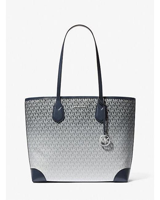 Michael Kors White Eva Large Ombré Signature Logo Tote Bag