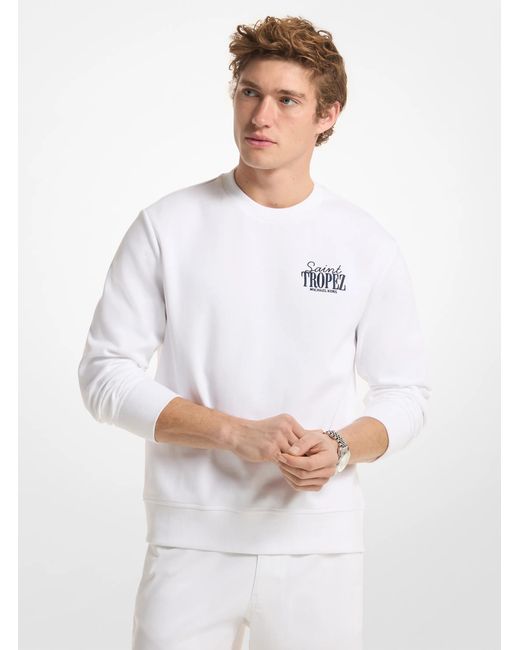 Michael Kors White Mk Saint Tropez Double Knit Crewneck Sweatshirt for men