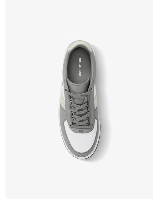 Michael Kors White Mk Brady Color-Block Leather Trainers for men