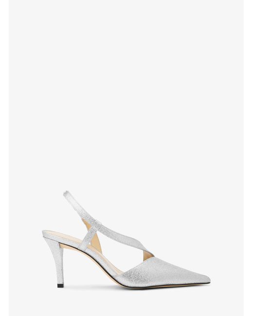 MICHAEL Michael Kors White Mk Jaida Glitter Embellished Leather Pump