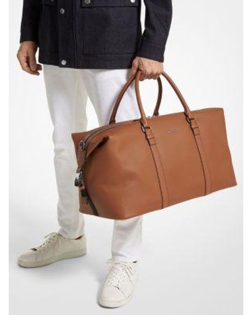 Michael Kors Brown Hudson Leather Duffel Bag for men