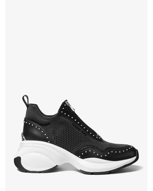 MICHAEL Michael Kors Black Zuma Studded Mixed-Media Trainer
