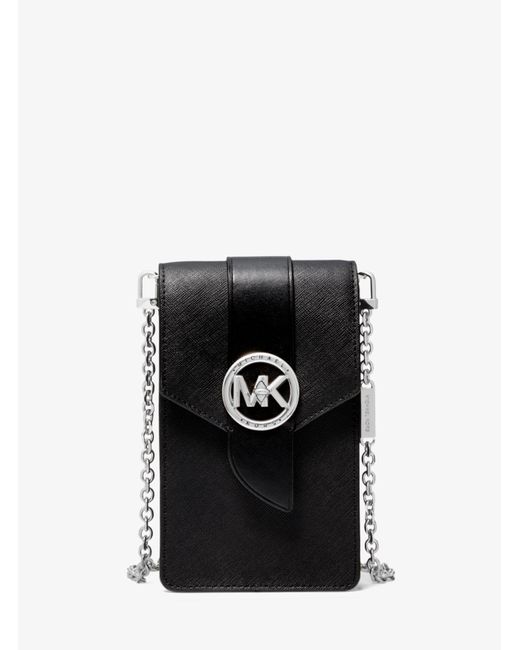 Petit sac à bandoulière pour smartphone en cuir saffiano Michael Kors en coloris Black