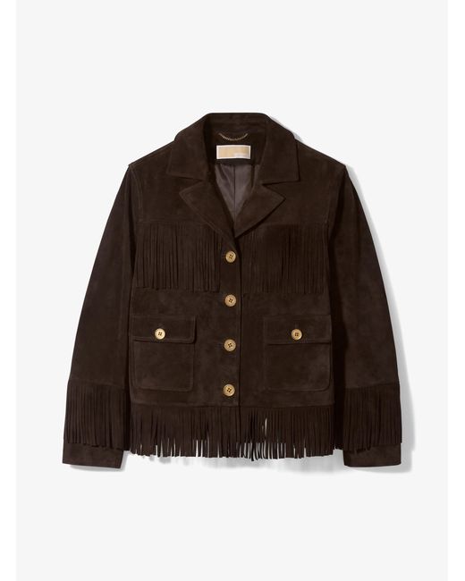 MICHAEL Michael Kors Black Fringed Suede Jacket