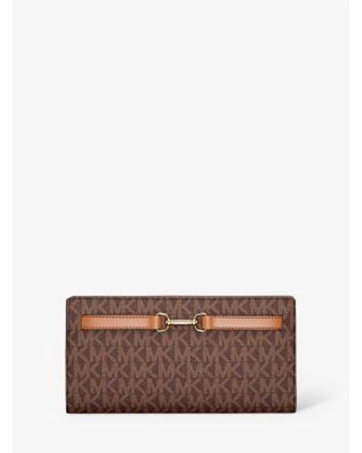 Michael Kors Brown Carson Large Signature Logo Wallet