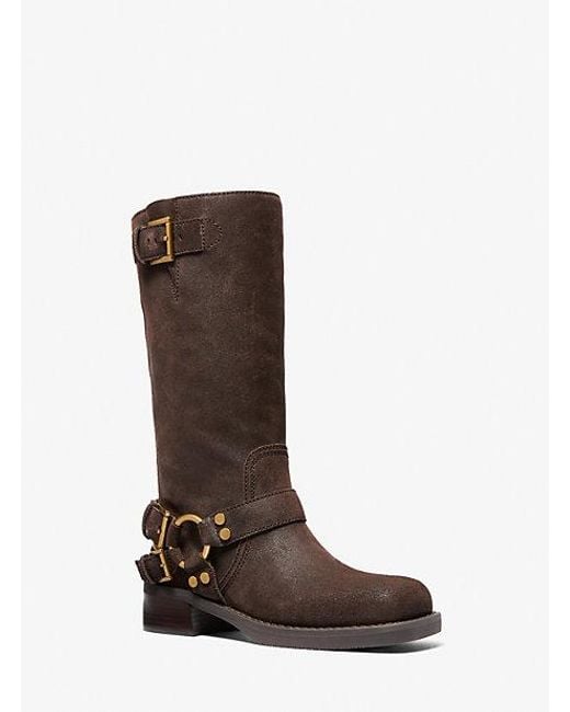 MICHAEL Michael Kors Brown Crosby Suede Moto Boot