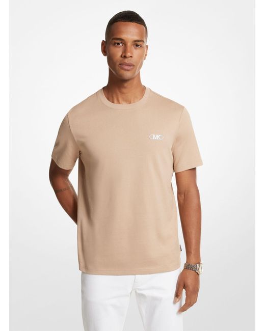 Michael Kors Natural Mk Empire Logo Cotton T-Shirt for men