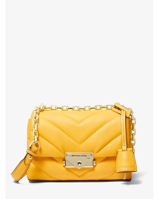 Michael Kors Cece Extrasmall Quilted Leather Crossbody Bag in Yellow