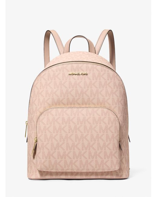 Mk Zaino Connie Medio Con Stampa Logo di Michael Kors Outlet in Natural