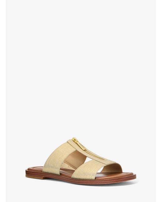 MICHAEL Michael Kors Natural Mk Berkley Metallic Linen Slide Sandal