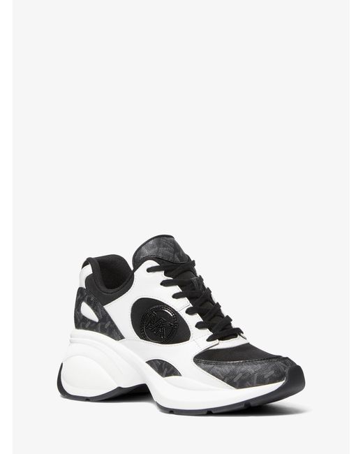 MICHAEL Michael Kors White Zuma Empire Signature Logo And Mesh Trainer