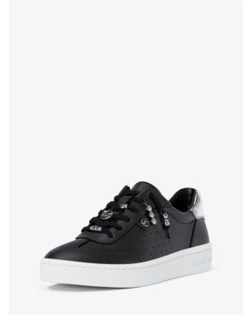 Michael Kors White Mk Scotty Embellished Leather Trainers