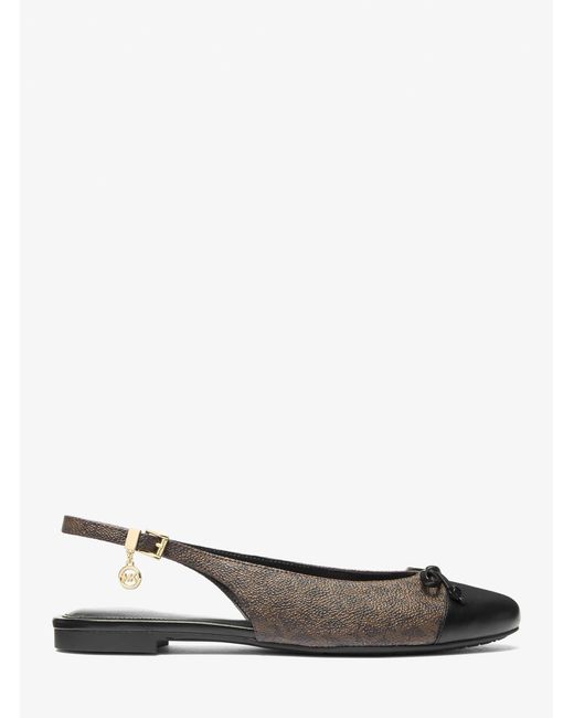MICHAEL Michael Kors White Mk Piper Signature Logo Slingback Ballet Flat