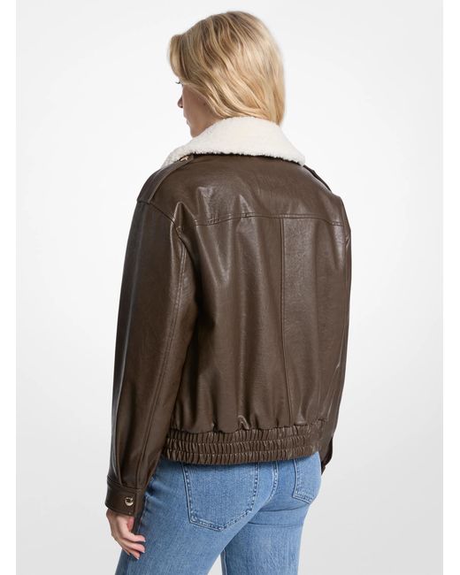 MICHAEL Michael Kors Blue Mk Faux Fur Trim Bomber Jacket