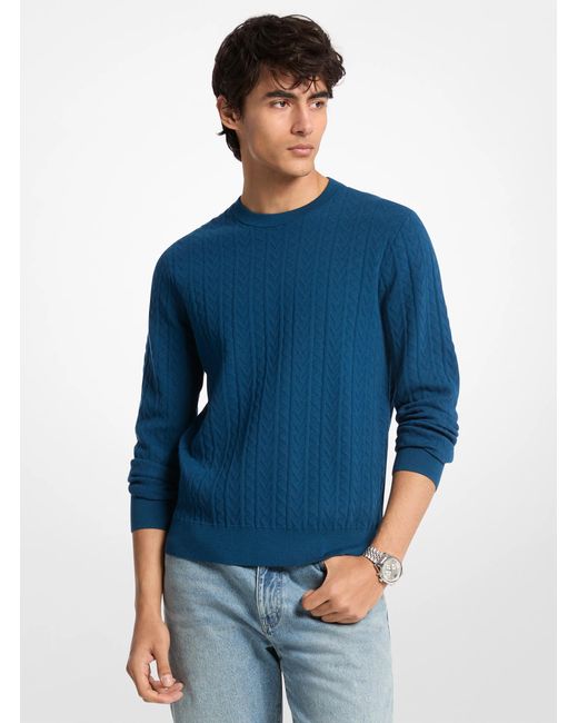 Michael Kors Blue Mk Mk2000 Logo Embossed Jacquard Jumper for men