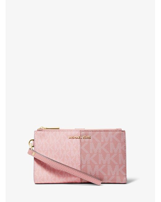 Michael Kors Pink Adele Color-block Logo Smartphone Wallet