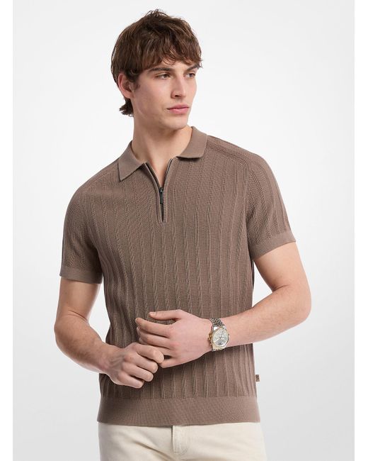 Mkpolo De Punto De Algodón Con Cremallera Michael Kors de hombre de color Brown