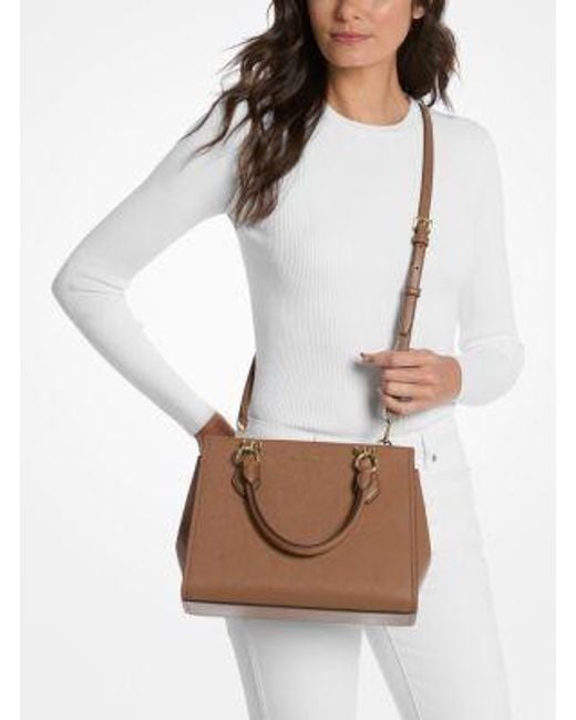 Michael Kors Brown Marilyn Medium Saffiano Leather Satchel