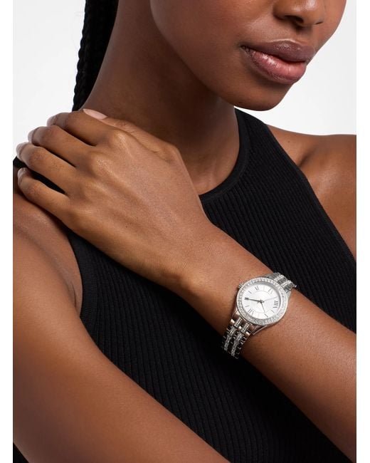 Michael Kors White Mk Harlowe Pavé-Tone Watch