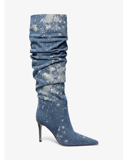 MICHAEL Michael Kors Blue Mk Dawn Splattered Denim Boot