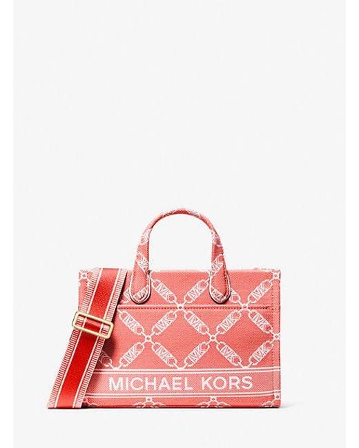MICHAEL Michael Kors Pink Mk Gigi Small Empire Logo Jacquard Small Tote Bag