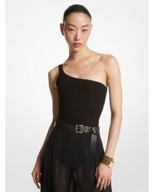 Michael Kors Black One-shoulder Bodysuit