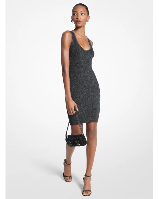 MICHAEL Michael Kors White Metallic Ribbed Knit Tank Dress