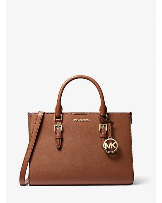 Michael Kors Brown Charlotte Medium Saffiano Leather 2-in-1 Tote Bag