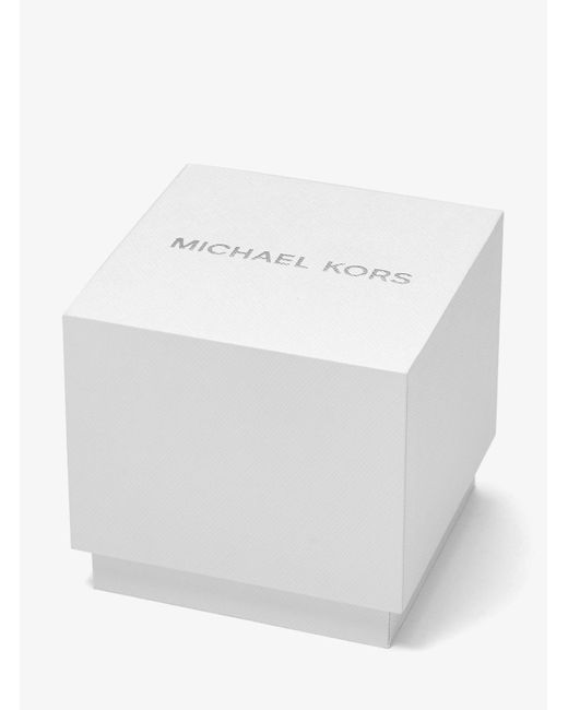Michael Kors White Mk Petite Lexington Pavé Rose-Tone Watch