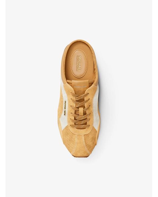 Michael Kors Outlet Natural Mk Avi Suede Slip-On Trainers