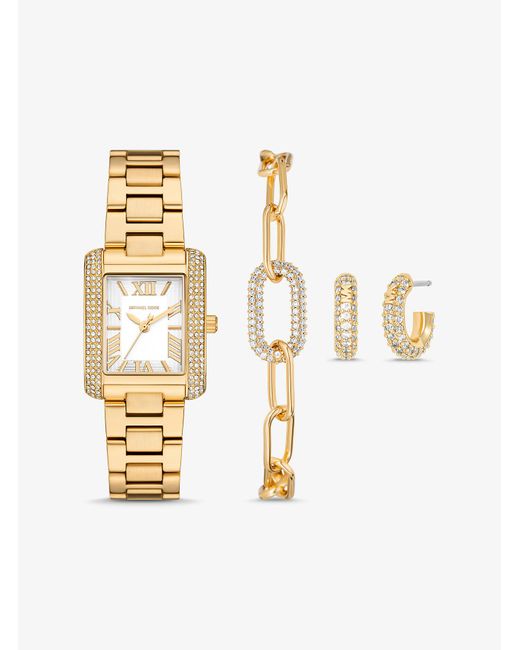 Mk Coffret Cadeau Petite Montre Emery Dorée Et Bijoux Michael Kors en coloris Metallic