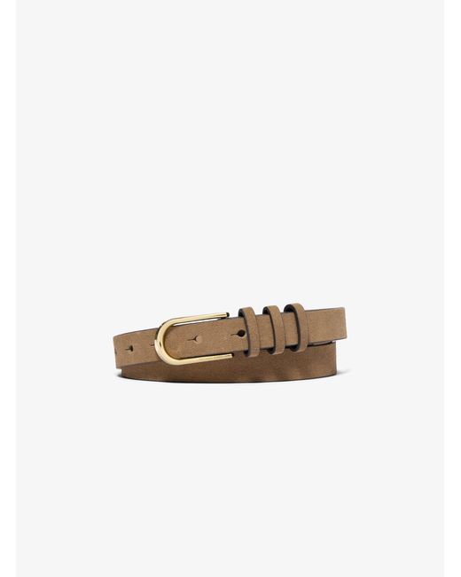 MICHAEL Michael Kors White Mk Leather Belt